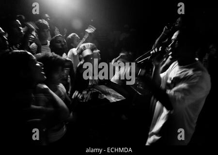 Members of Los Aldeanos, an underground Rap Cubano music group, perform  during a private concert held in Nuevo Vedado, Havana, Cuba Stock Photo -  Alamy