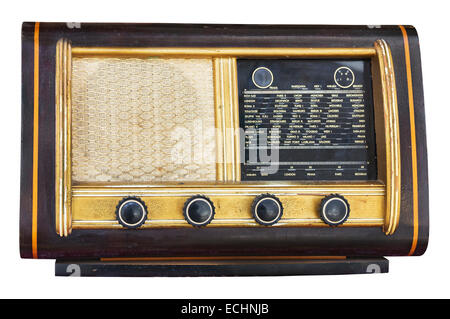 Old Vintage fashioned radio isolated on white background Stock Photo