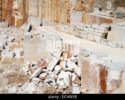 stone blocks and steps after extracting in quarry Stock Photo