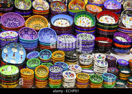 Classical Turkish ceramics on the bazaar Stock Photo