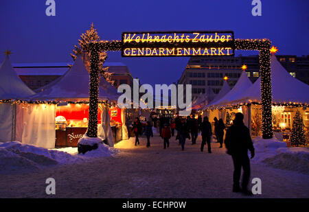 People walking during Christmas market at Gendarmenmarkt square in Berlin Stock Photo