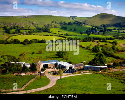 Upland hill farm in countryside near Longnor in the Staffordshire Moorlands area of the Peak District National Park England UK Stock Photo