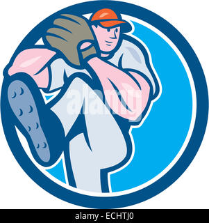 Baseball Player Pitcher Ready to Throw Ball Cartoon 8164444 Vector