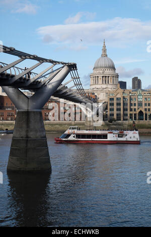 General view of St Paul's Cathedral and the Millennium Bridge