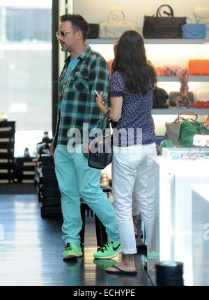 Courteney Cox and David Arquette seen out together for a shopping spree at Marc Jacobs in West Hollywood for their daughter Coco and her friends. The ex couple were seen giggling and laughing as they browse through the store. At one point, David was seen Stock Photo