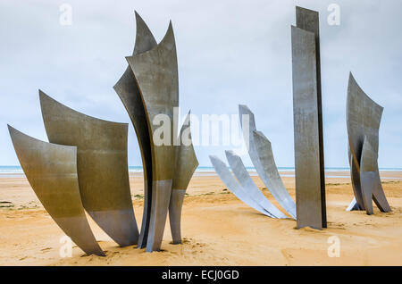 Les Braves WWII D-day monument on Omaha Beach created by French sculptor Anilore Banon, Normandy, France Stock Photo