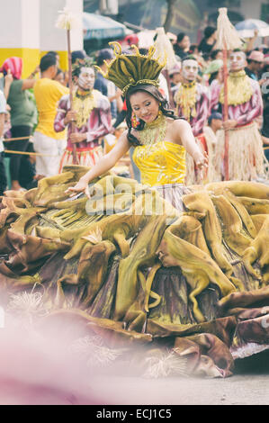 Beauty pageant procession during Sinulog festival celebrations in Cebu city of Philippines. Stock Photo