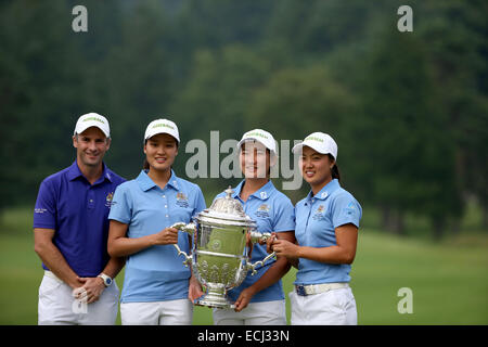 Matt Cutler(L-R) Matt Cutler, Shelly Shin, Su-Hyun Oh, Minjee Lee (AUS), SEPTEMBER 6, 2014 - Golf : Australia team group celebrate with the trophy after winning the final round of the World Amateur Team Golf Championship, Espirito Santo Trophy at Karuizawa 72 East Golf Club in Karuizawa, Japan. (Photo by Koji Aoki/AFLO SPORT) Stock Photo