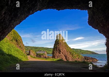 United Kingdom, Northern Ireland, County Antrim, Cushendun, Cushendun caves where sorceress Melisandre gave birth to a shadow baby Stock Photo