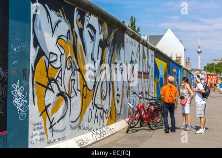 Germany, Berlin, East Berlin, Friedrichshain, East Side Gallery, the remains of the wall, grafittis Stock Photo
