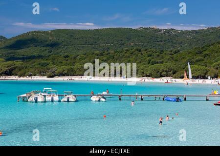 France, Corse du Sud, Porto Vecchio, Santa Giulia beach Stock Photo