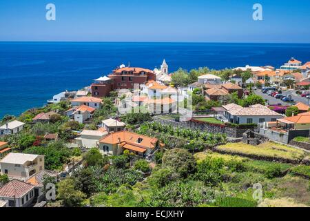 Portugal, Madeira island, Jardim do Mar, a picturesque village right by the sea, the best surfing spot in Madeira Stock Photo