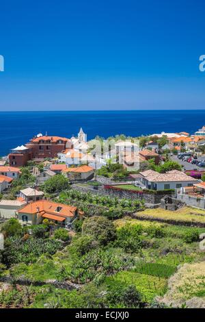 Portugal, Madeira island, Jardim do Mar, a picturesque village right by the sea, the best surfing spot in Madeira Stock Photo