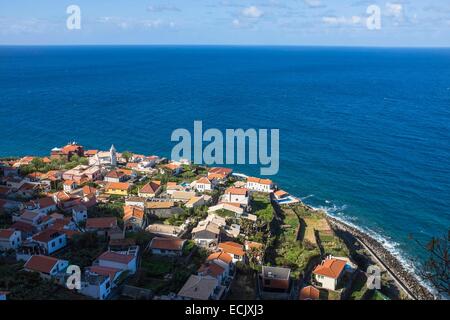 Portugal, Madeira island, Jardim do Mar, a picturesque village right by the sea, the best surfing spot in Madeira Stock Photo