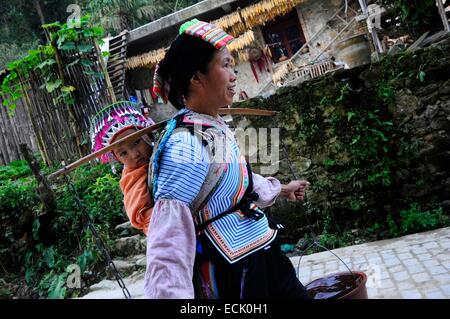 China, Yunnan Province, Yuanyang, Hani ethnic woman Stock Photo