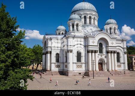 Lithuania (Baltic States), Kaunas County, Kaunas, church of Saint Michael the Archangel or Garrison church, Independence square Stock Photo