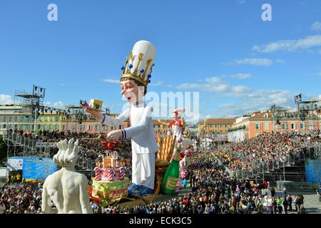 France, Alpes Maritimes, Nice, Carnival 2014, the Corso (procession of carnival floats) Stock Photo