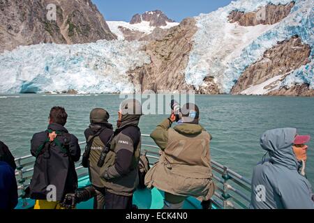 United States, Alaska, Kenai Peninsula, Kenai Fjords National Park, boat cruise to the glaciers, Northwestern Glacier Stock Photo