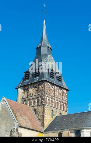 France, Eure, Breteuil (or Breteuil sur Iton), the romanesque 13th century church Saint Sulpice Stock Photo