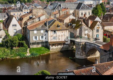 France, Vienne, Montmorillon, bridge over la Gartempe river Stock Photo