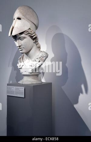Germany, Berlin, Museum Island, listed as World Heritage by UNESCO, Altes Museum, home to a collection of ancient works, head of Athena in the Velletri type on a modern bust after 400 BC original Stock Photo