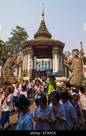 Vertical view of one of the ornamental gateways at Wat Pho in Bangkok. Stock Photo