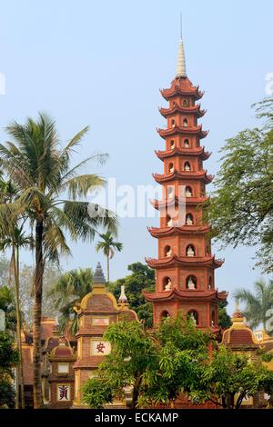 Vietnam, Hanoi, West lake, Tran Quoc pagoda is the oldest pagoda in the city, originally constructed in the 6th century and renovated in the 17th and 19th century Stock Photo