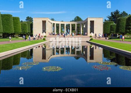 France, Calvados, Colleville sur Mer, the American cemetery above Omaha Beach, the memorial and its bronze statue of seven meters high France, Calvados, Colleville sur Mer, the American cemetery above Omaha Beach, the memorial and its bronze statue of seven meters high