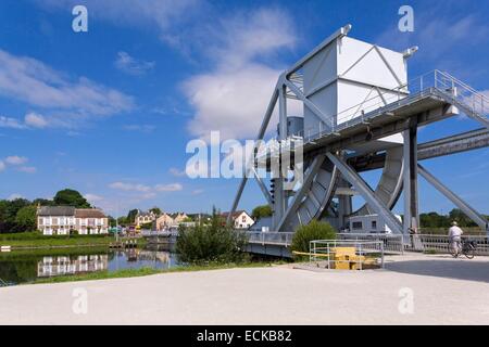 France, Calvados, Ranville, Pegasus Bridge, bascule bridge on the Orne to Ranville built by Gustave Eiffel in 1871, the most famous mission of the 6th British Airborne Division during the D-Day Stock Photo