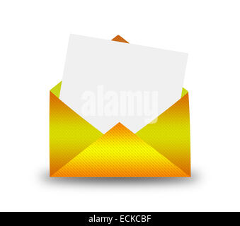Gold Envelope with letter on a white background Stock Photo