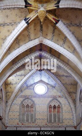 Spain, Aragon, Zaragoza, Tobed, Saint Marie, listed as World Heritage by UNESCO, ceiling of the nave, Stock Photo