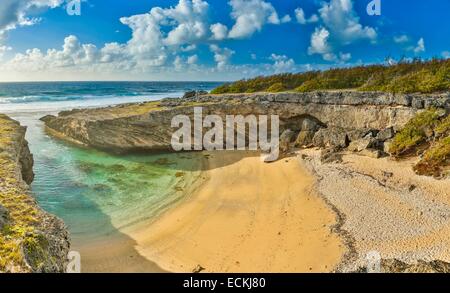 Mauritius, Rodrigues Island, Anse Bouteille, seaside, panoramic view of a cove with turquoise waters Stock Photo