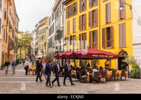 Italy, Lombardy, Milan, restaurant street via Marco Formentini Stock Photo