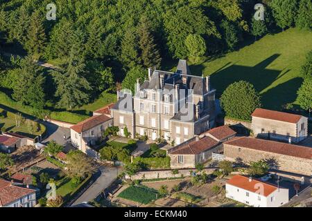 France, Vendee, Mouilleron en Pared, la Motte castle (aerial view) Stock Photo