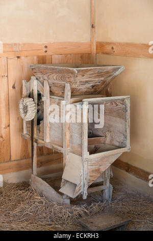 old wooden rice milling machine in Korea Stock Photo