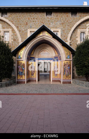 Doorway to Kykkos Monastery in the Troodos Mountains, Cyprus Stock Photo