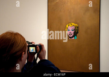 USA,  New York City, Manhattan, Museum of Modern Art, MOMA, Gold Marilyn Monroe by Andy Warhol