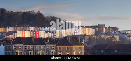 Colourful painted houses of Clifton Wood in Bristol UK 