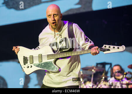 Inglewood, California, USA. 14th Dec, 2014. Bassist SHAVO ODADJIAN of System of a Down performs live in concert at the 25th annual KROQ Almost Acoustic Christmas at The Forum in Inglewood, California © Daniel DeSlover/ZUMA Wire/Alamy Live News Stock Photo