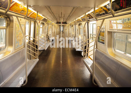 Empty subway car, MTA, New York City. Stock Photo