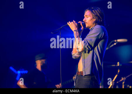 Inglewood, California, USA. 13th Dec, 2014. Singer BRANDON BOYD of Incubus performs live in concert at the 25th annual KROQ Almost Acoustic Christmas at The Forum in Inglewood, California © Daniel DeSlover/ZUMA Wire/Alamy Live News Stock Photo