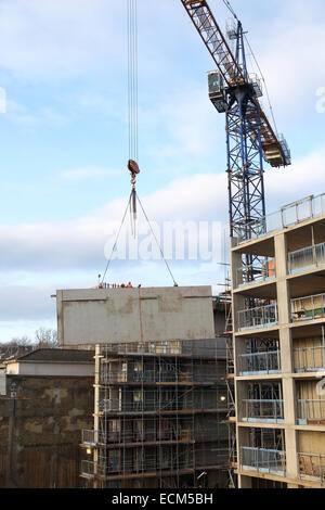 Construction site with tower crane for lifting building materials Stock ...
