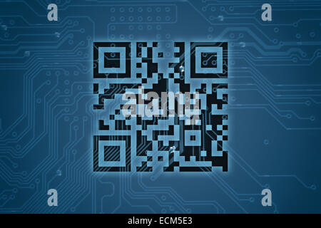 QR code on digital background Stock Photo