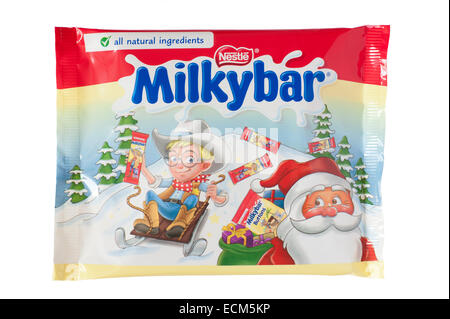 christmas seasonal special edition pack of nestle white chocolate milky bar Stock Photo