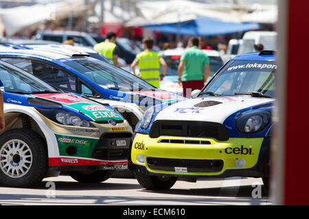 ISTANBUL, TURKEY - JULY 12, 2014: Rally cars before start of 35. Istanbul Rally Stock Photo