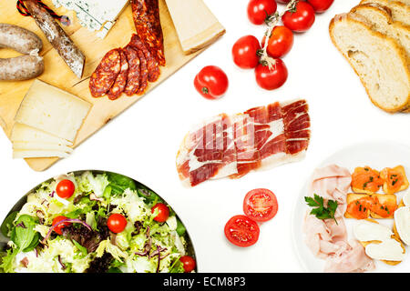 Assortment of cold meat and spanish curated ham Stock Photo