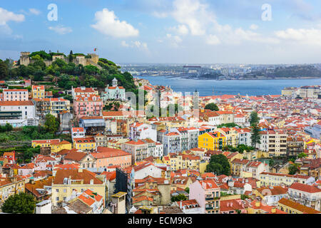 Lisbon, Portugal skyline at Sao Jorge Castle in the day. Stock Photo