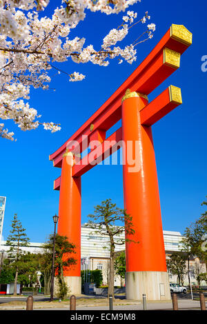 Kyoto, Japan at the Heian shrine torii gate during the spring season. Stock Photo