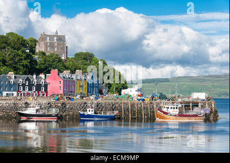 The colourful harbour in Tobermory, the largest town on the island of Mull off Scotland's west coast. Stock Photo