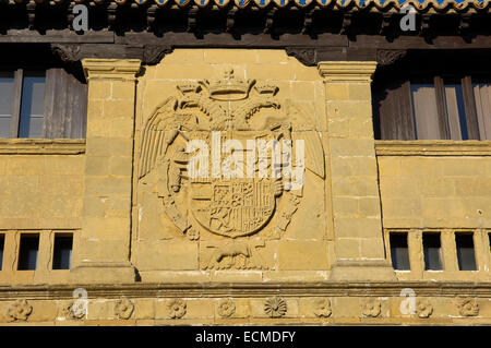 Facade detail from Antigua Carnicería, old butcher's shop, at Populo square, Baeza, Jaen province, Andalusia, Spain, Europe Stock Photo